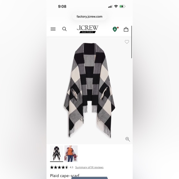 J. Crew Jackets & Blazers - J. Crew Plaid cape-scarf Black/White - NWT